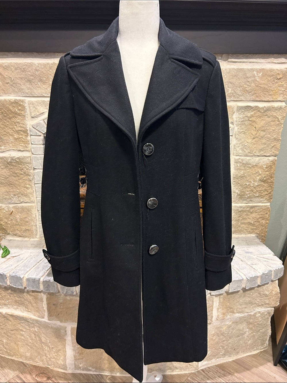 Kenneth Cole New York Black Wool Blend Pea Coat